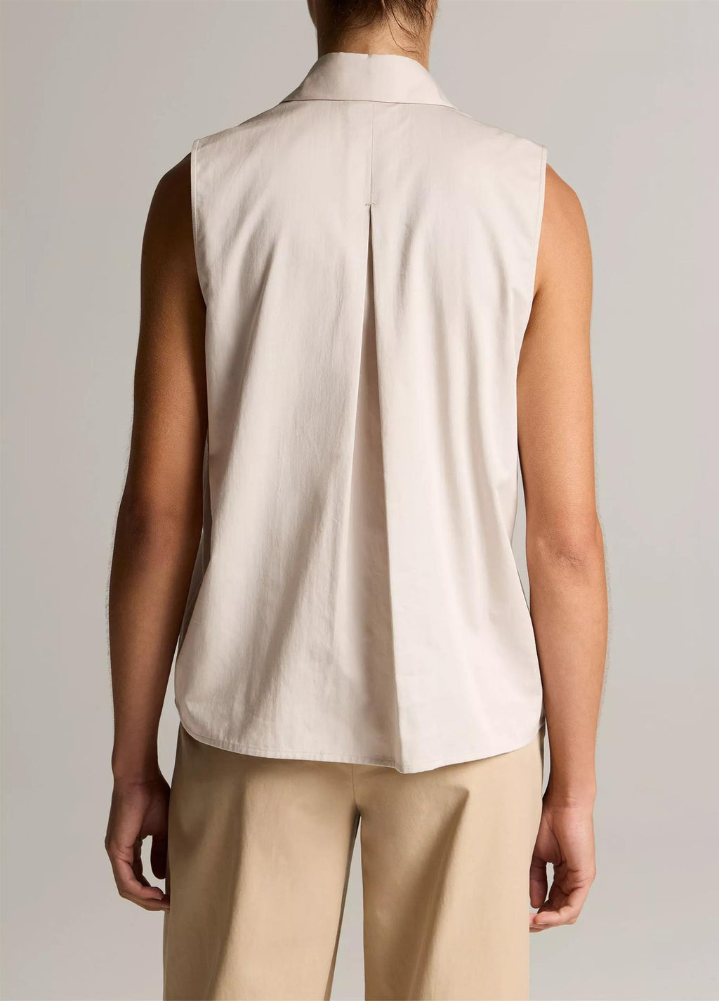 Cotton Relaxed Sleeveless Button-Front Shirt