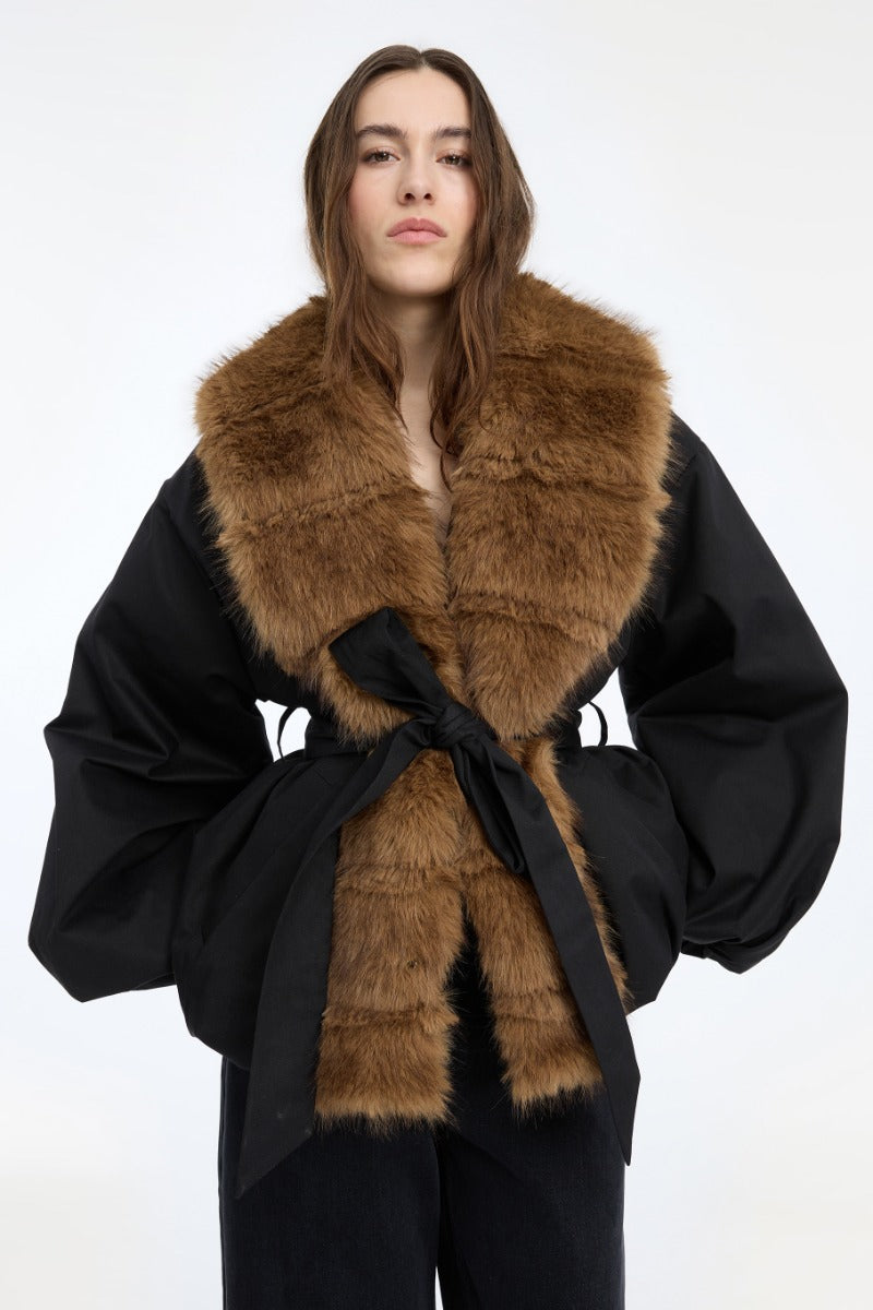 FAUX FUR COLLAR  JACKET