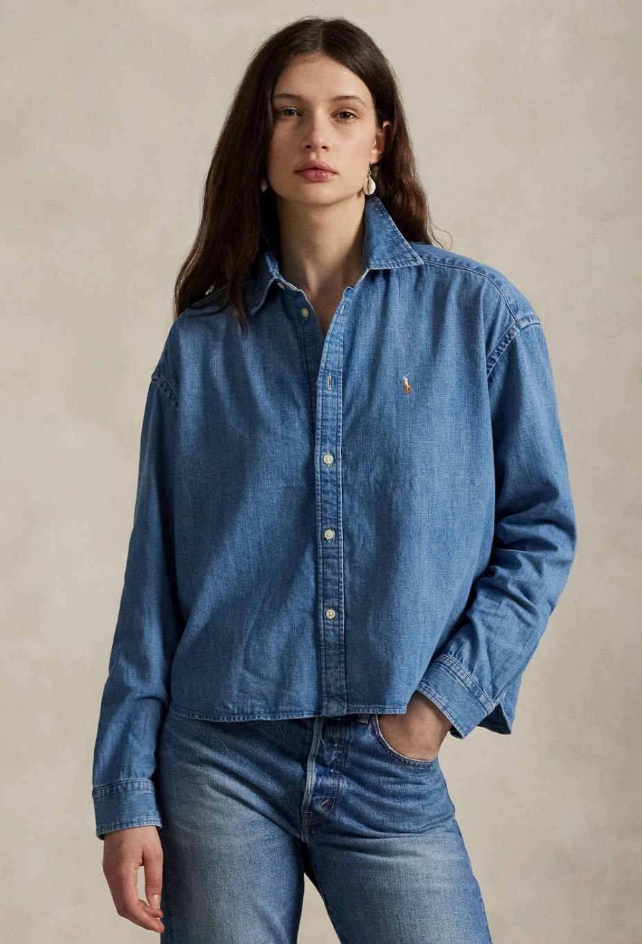 WD CRP ST-LONG SLEEVE-BUTTON FRONT SHIRT