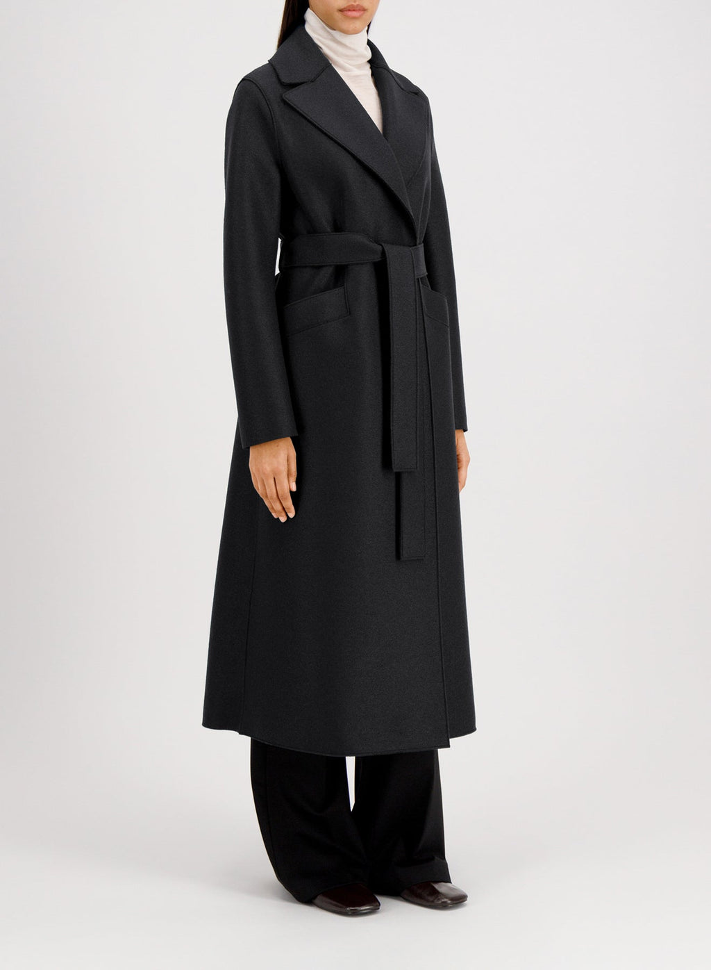 Women long maxi coat pressed wool Yttertøy