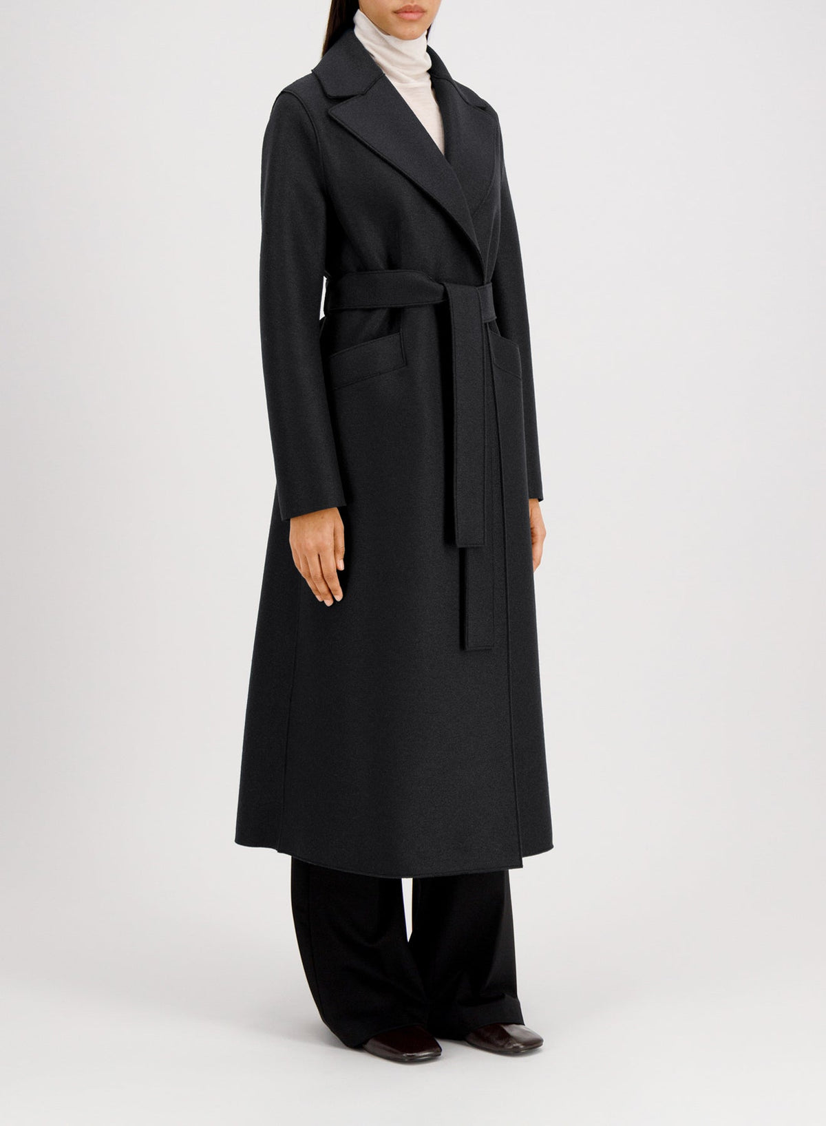 Women long maxi coat pressed wool Yttertøy