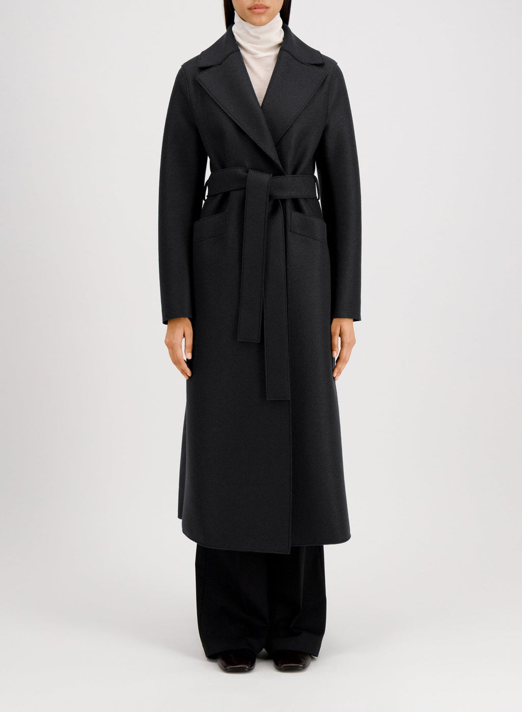 Women long maxi coat pressed wool Yttertøy