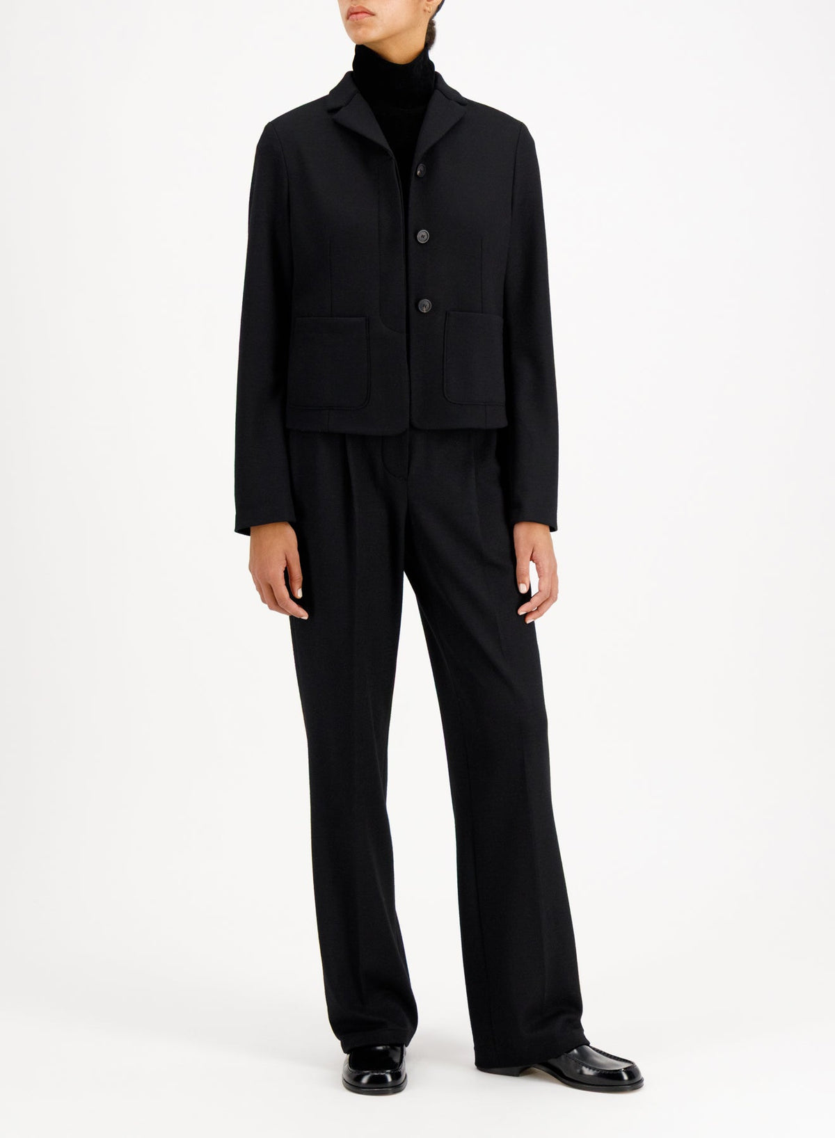 Women fly front cropped jacket superfine merino Yttertøy
