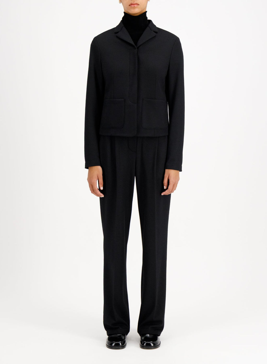 Women fly front cropped jacket superfine merino Yttertøy