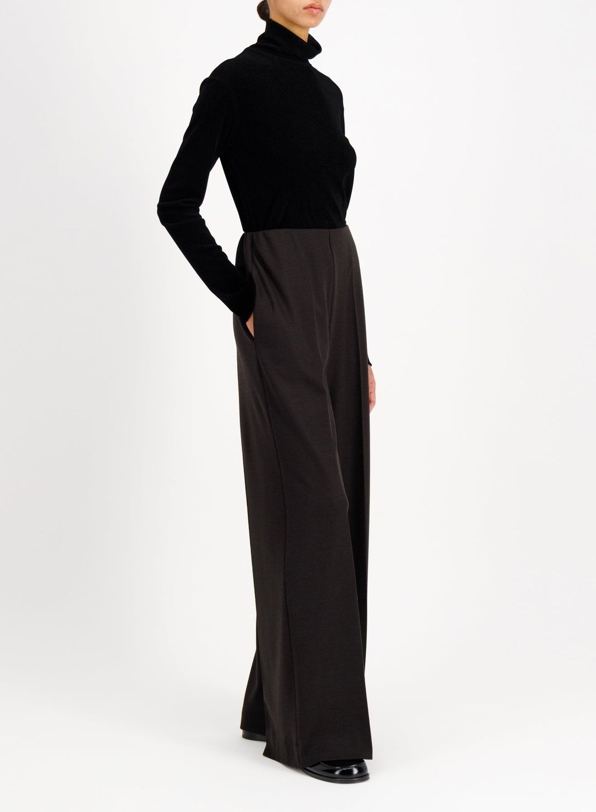 Women flared trousers superfine merino Bukser