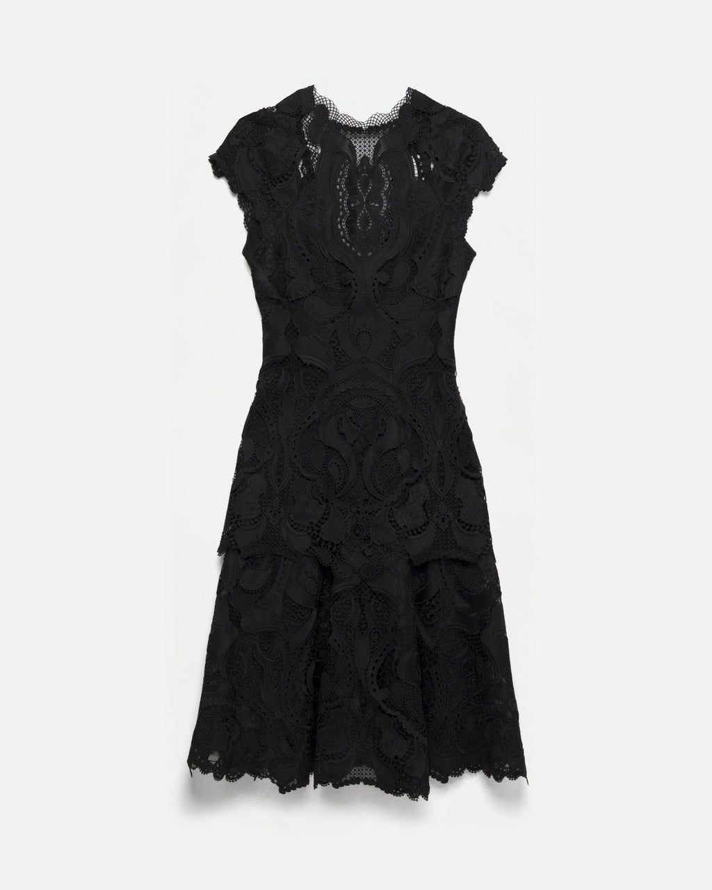 LAURA GUIPURE LACE CAP SLEEVE MIDI DRESS Kjole