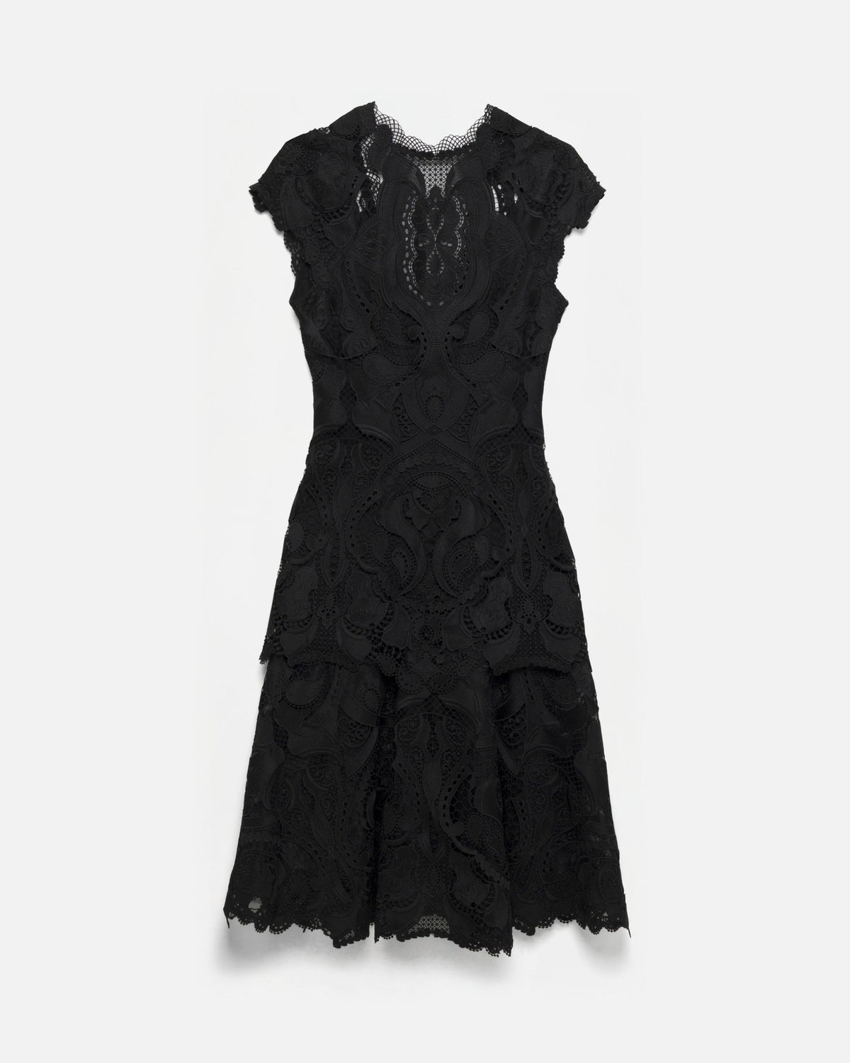 LAURA GUIPURE LACE CAP SLEEVE MIDI DRESS Kjole