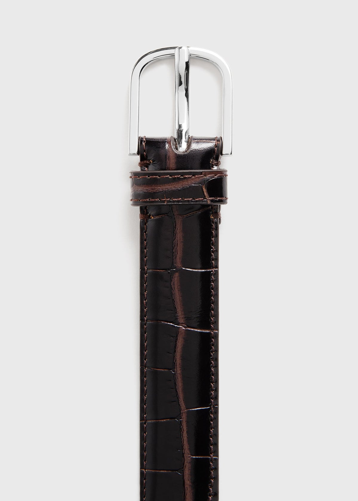 SLIM CROCO-EMBOSSED TROUSER BELT Belte
