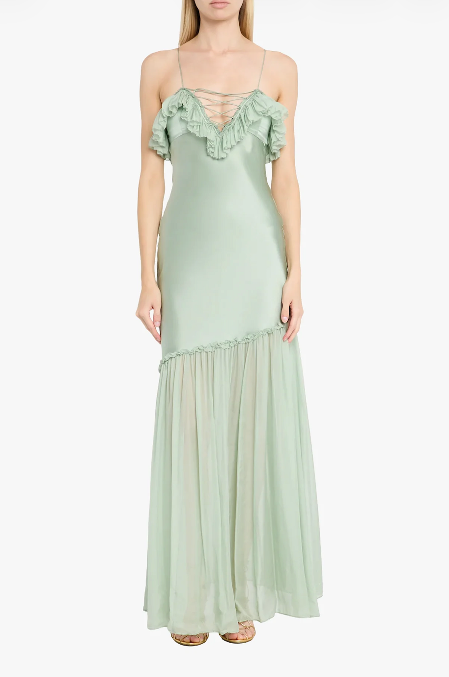 Elaria Cami Silk Gown with Lace Up