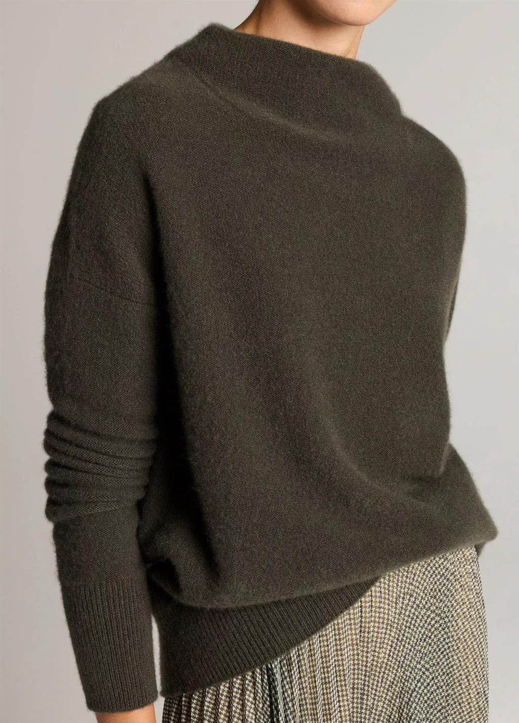 Plush Cashmere Funnel-Neck Sweater