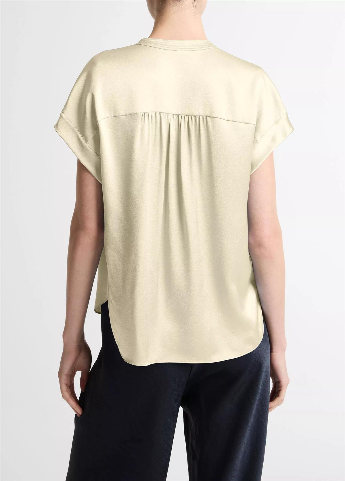 GATHERED NK CAP SLV BLOUSE