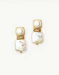 SQUARE PEARL STUD EARRINGS