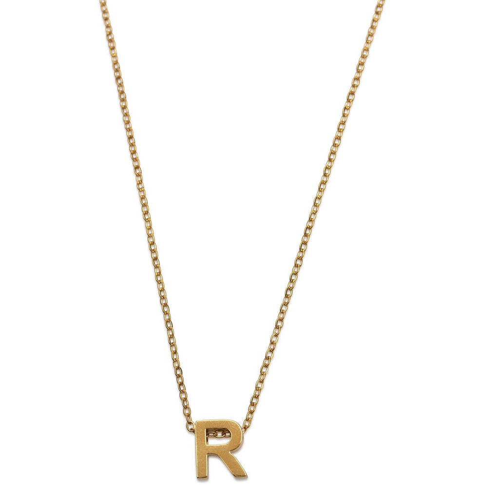 Viola - Letter Necklace Stainless Steel Gold, E
