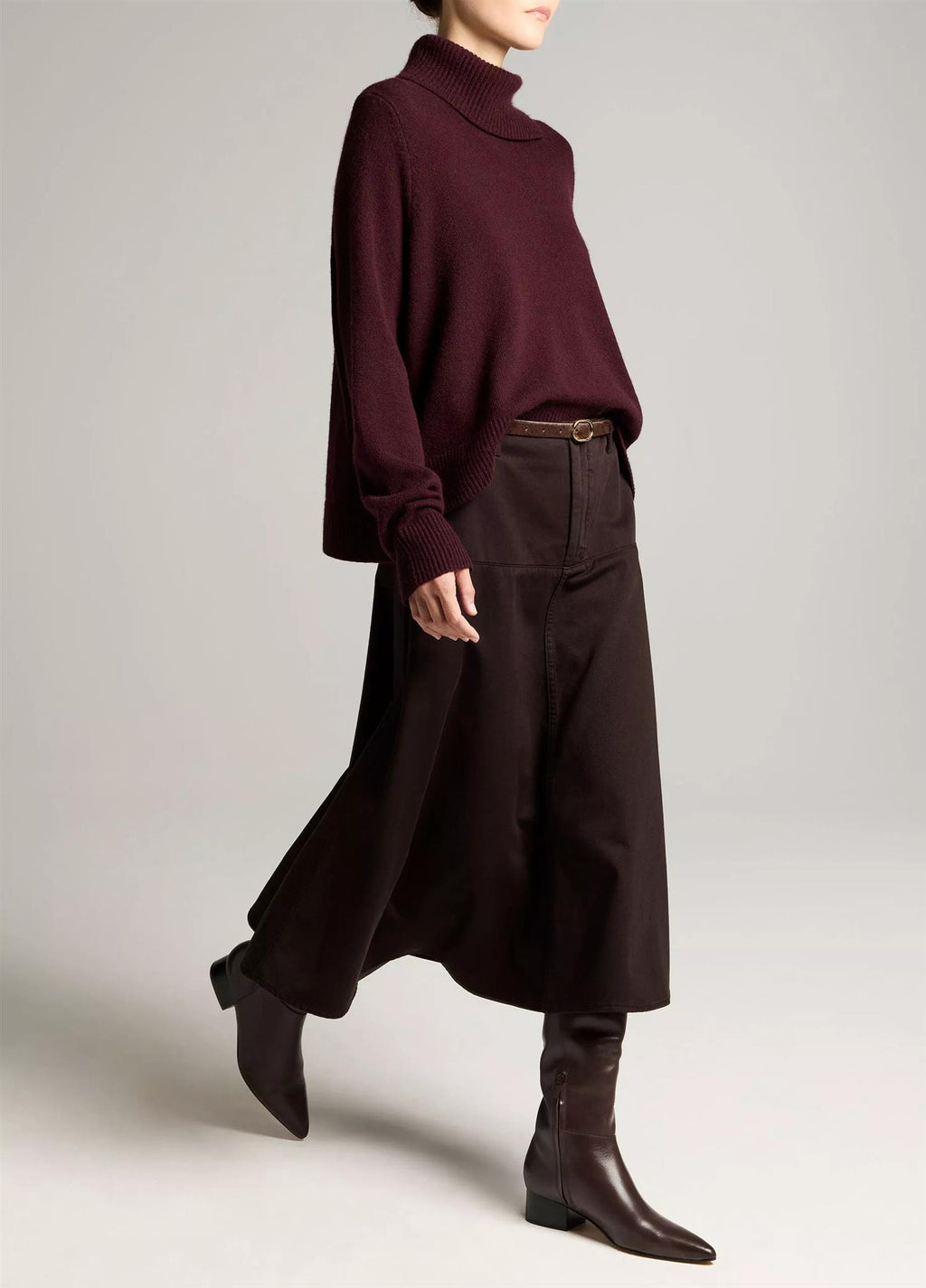 Washed Cotton Twill Full Skirt