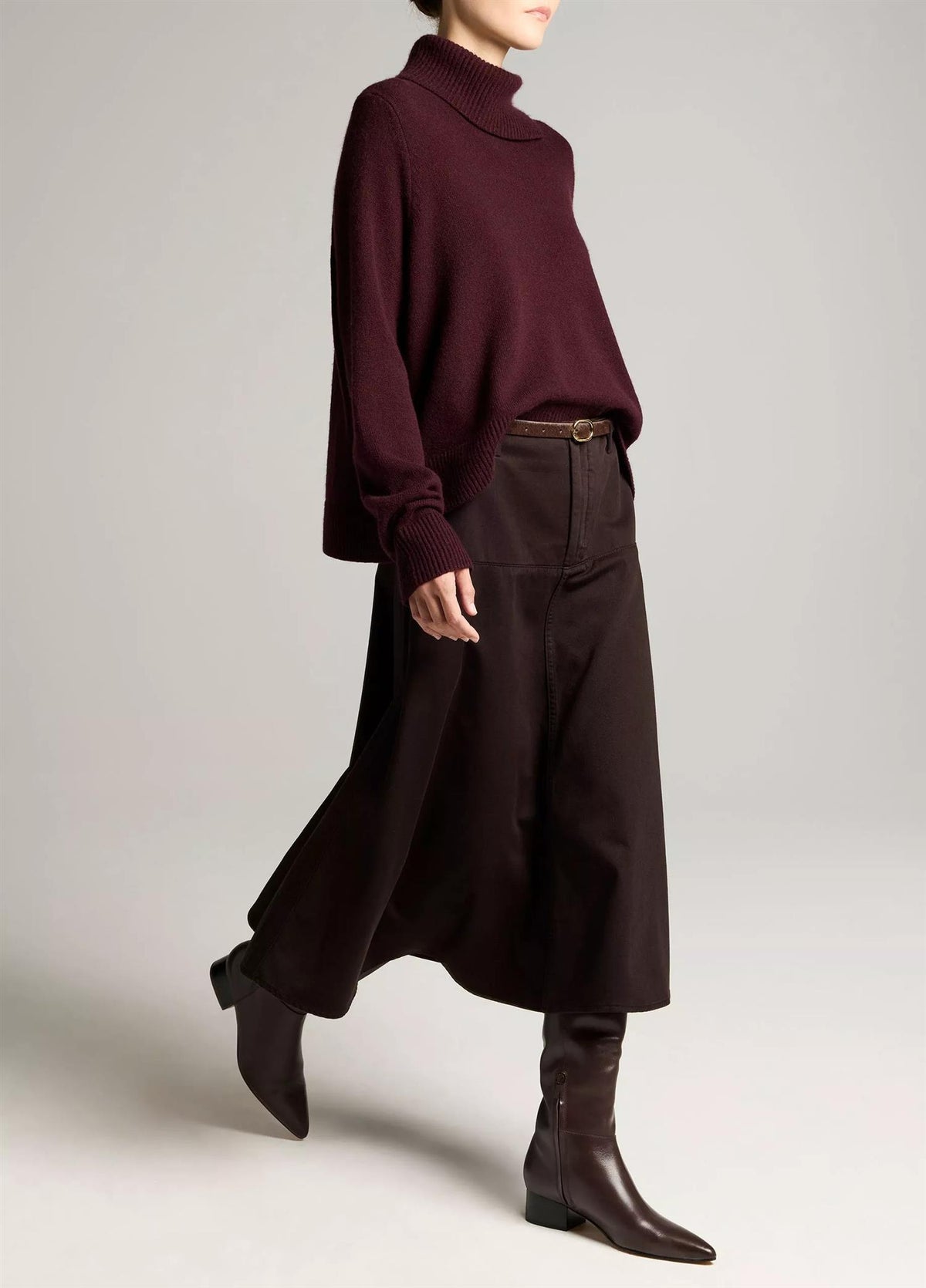 Washed Cotton Twill Full Skirt