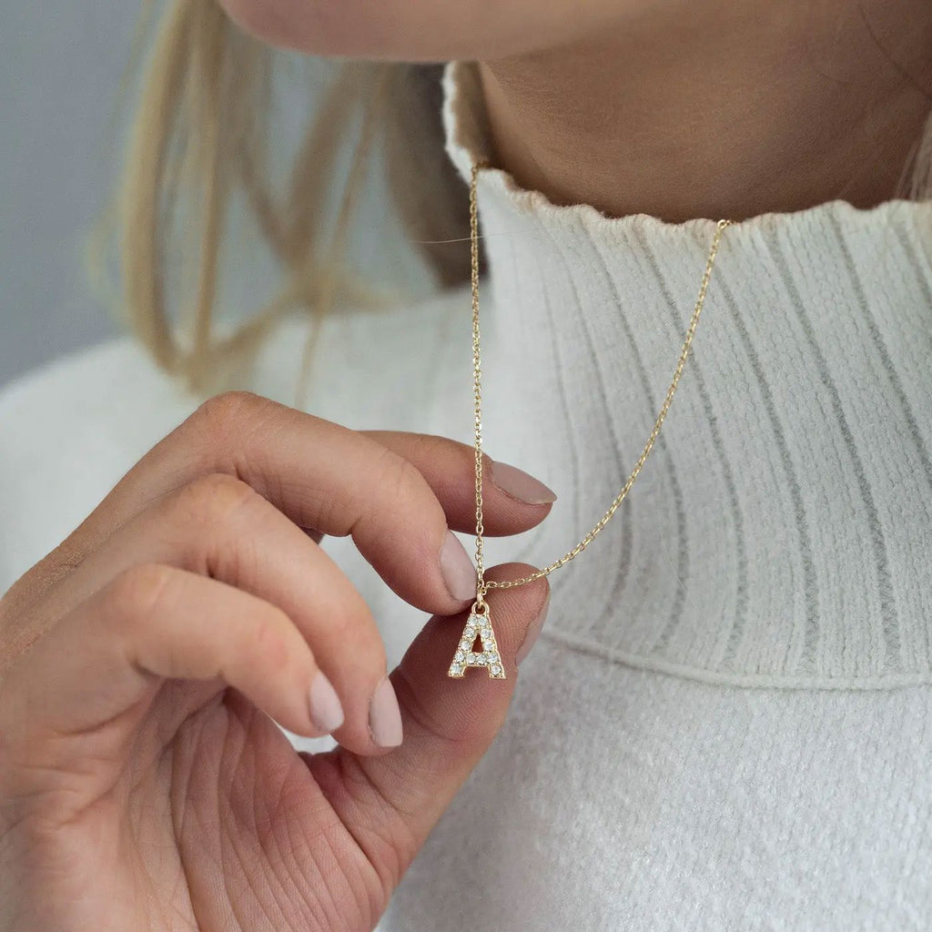 Juno - Crystal Letter Necklace Stainless Steel