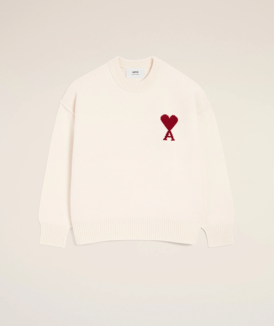 CREWNECK SWEATER WITH CONTRASTED AMI DE COEUR