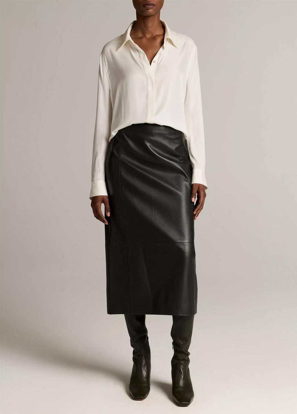 Double-Detail Silk-Blend Button-Front Shirt