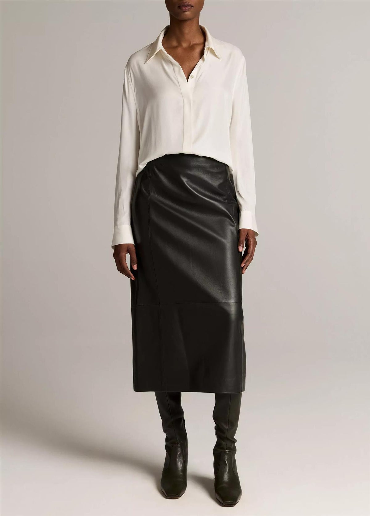 Double-Detail Silk-Blend Button-Front Shirt