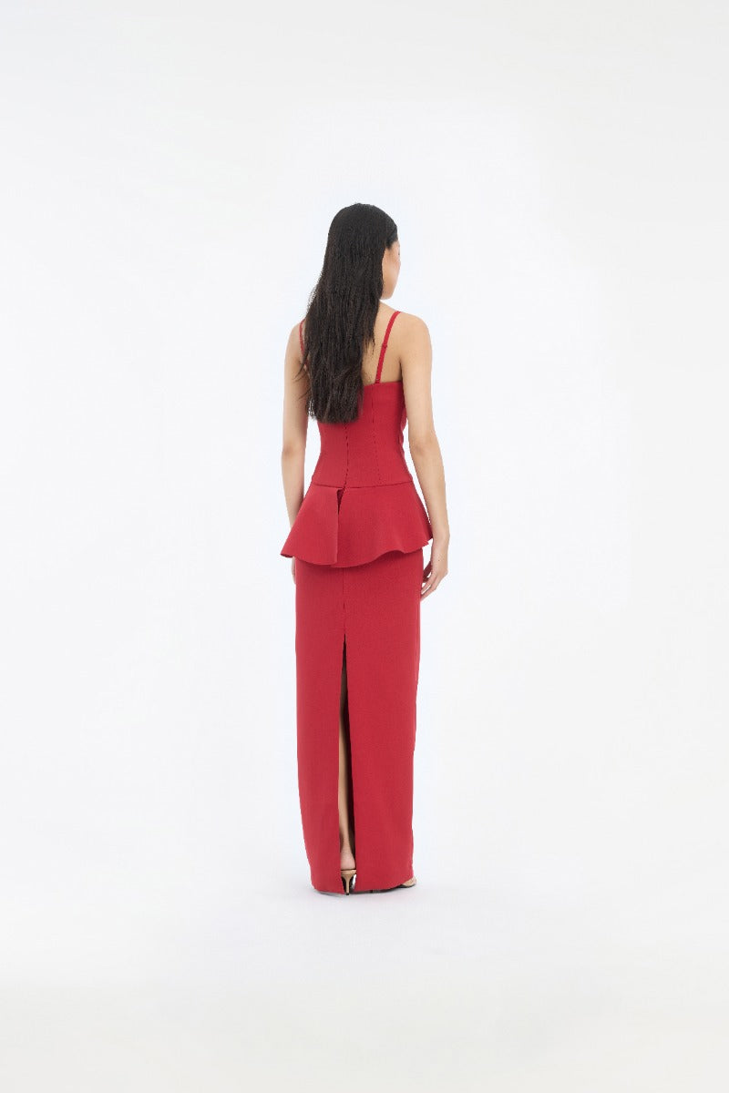 LONG FLOWER STRAPLESS DRESS