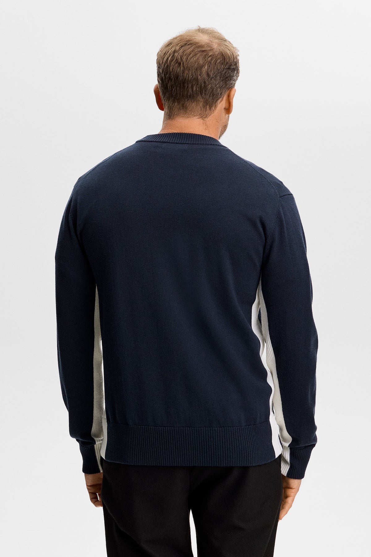 Chester Side Stripe Knit Crew Genser