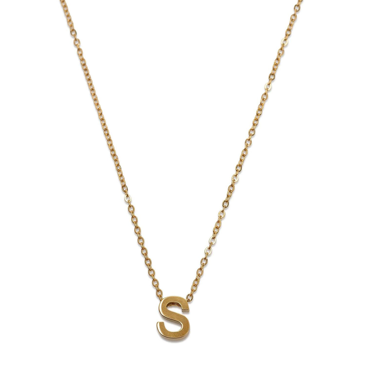 Viola - Letter Necklace Stainless Steel Gold, E