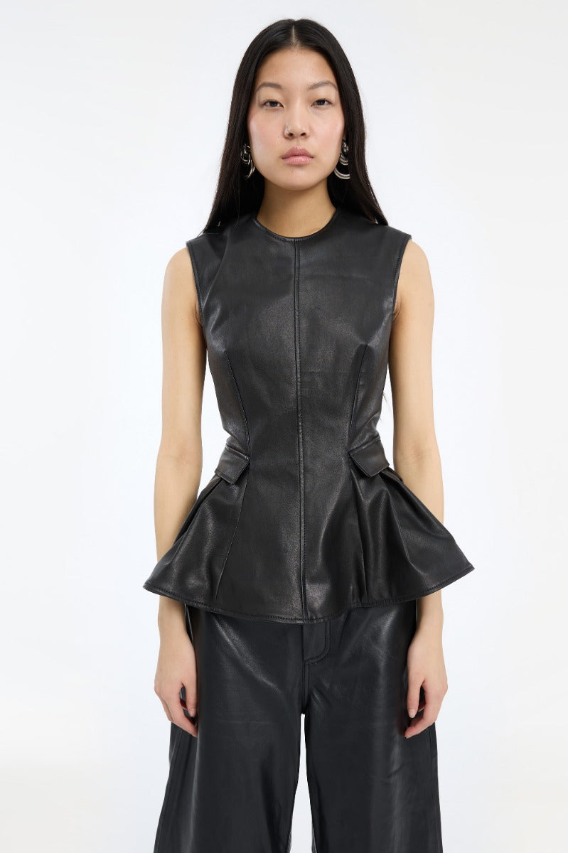 PEPLUM LEATHER TOP