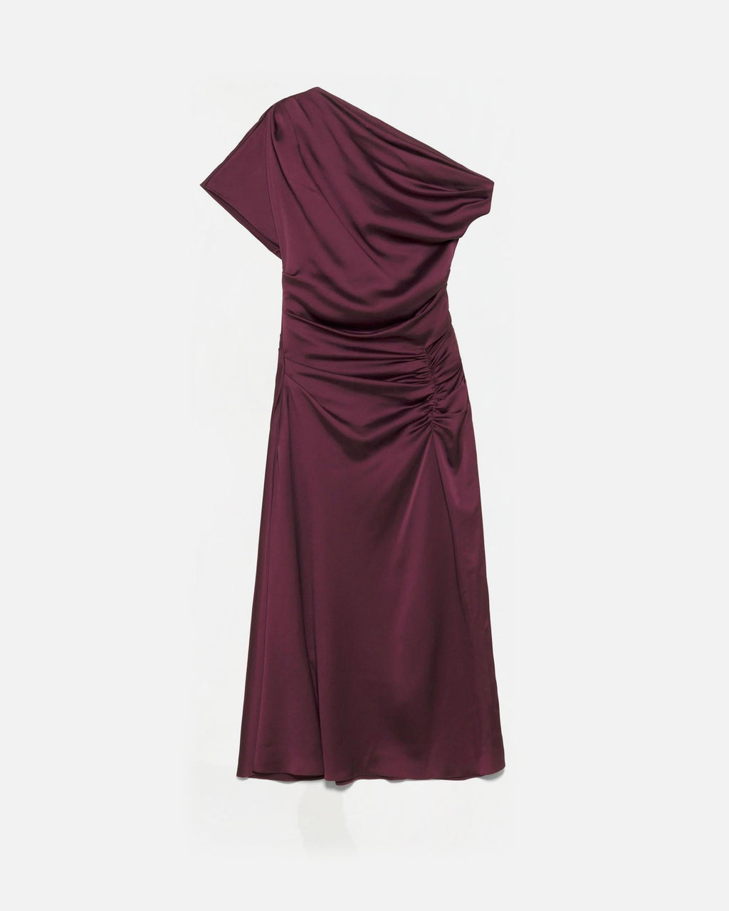 JOANNA ASYMMETRICAL SHOULDER MIDI DRESS