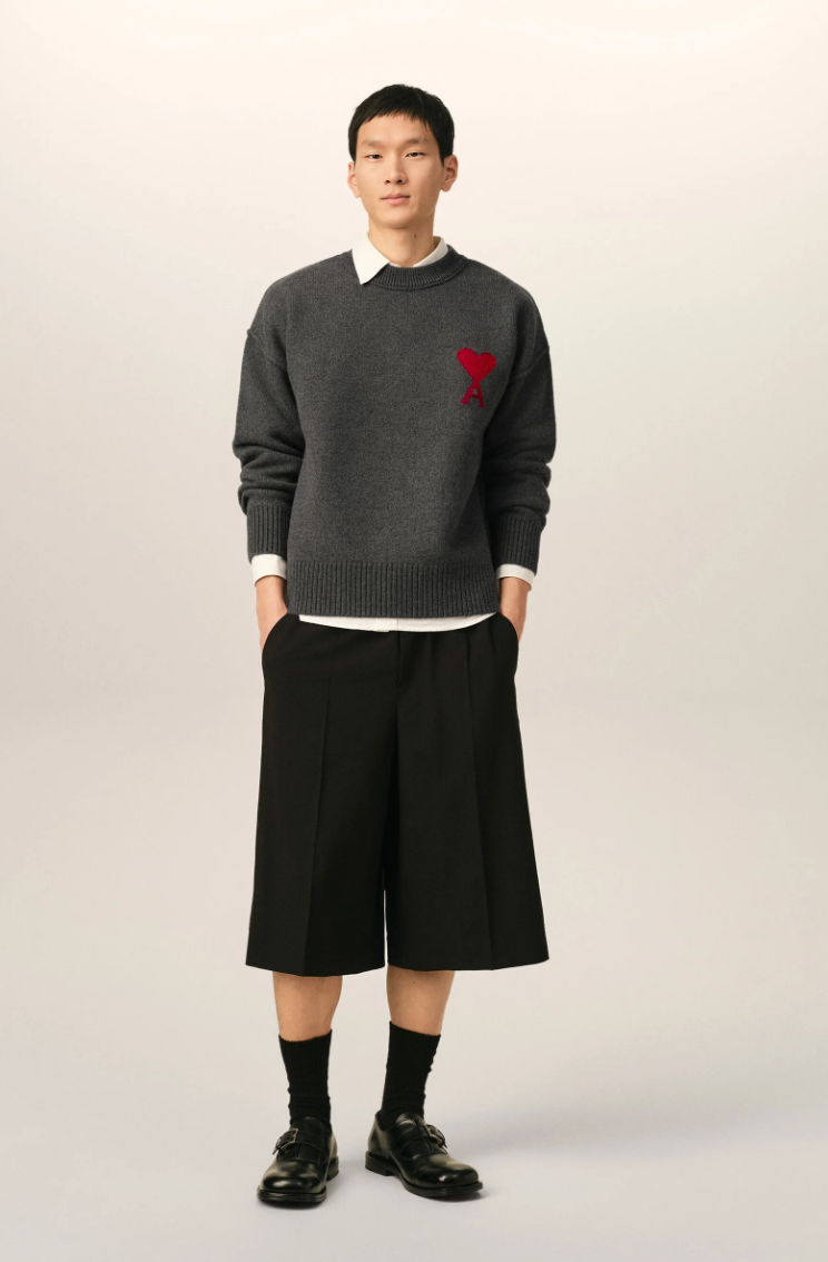 CREWNECK SWEATER WITH CONTRASTED AMI DE COEUR