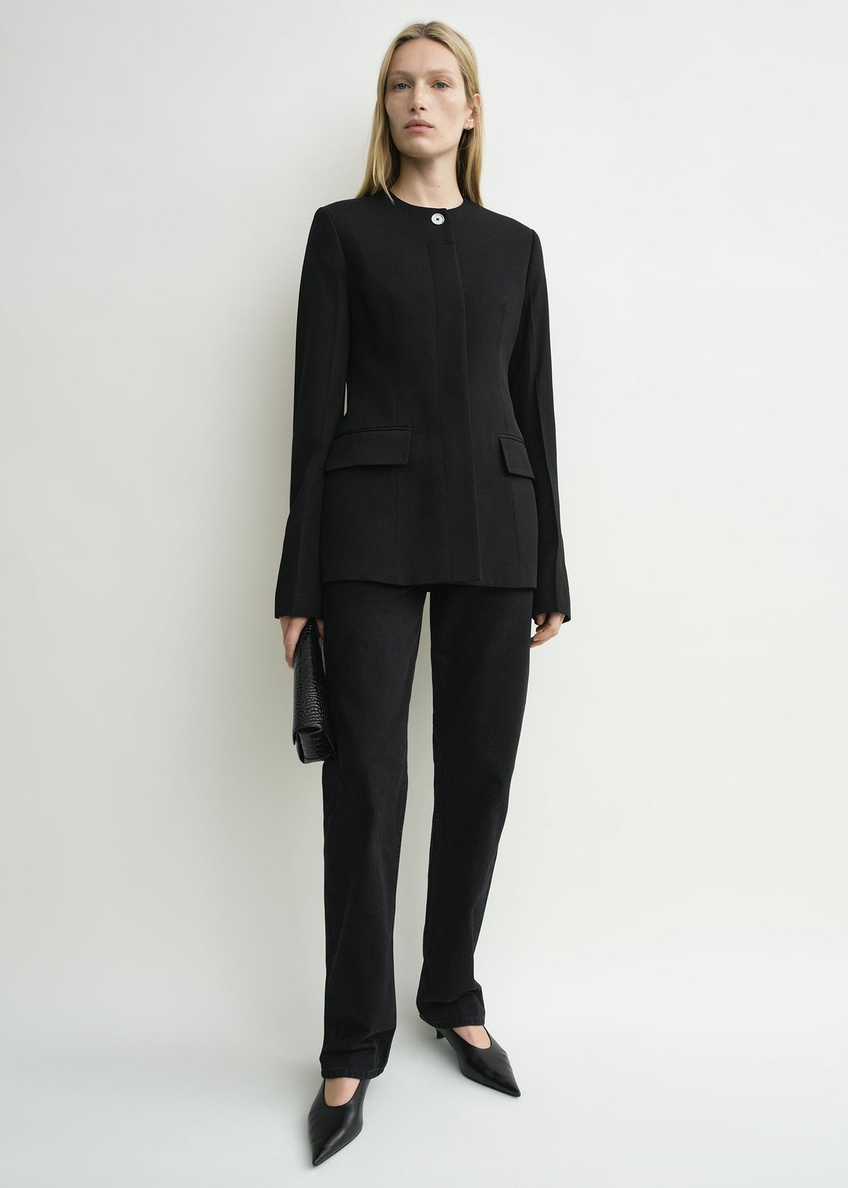 COLLARLESS EVENING JACKET Blazer