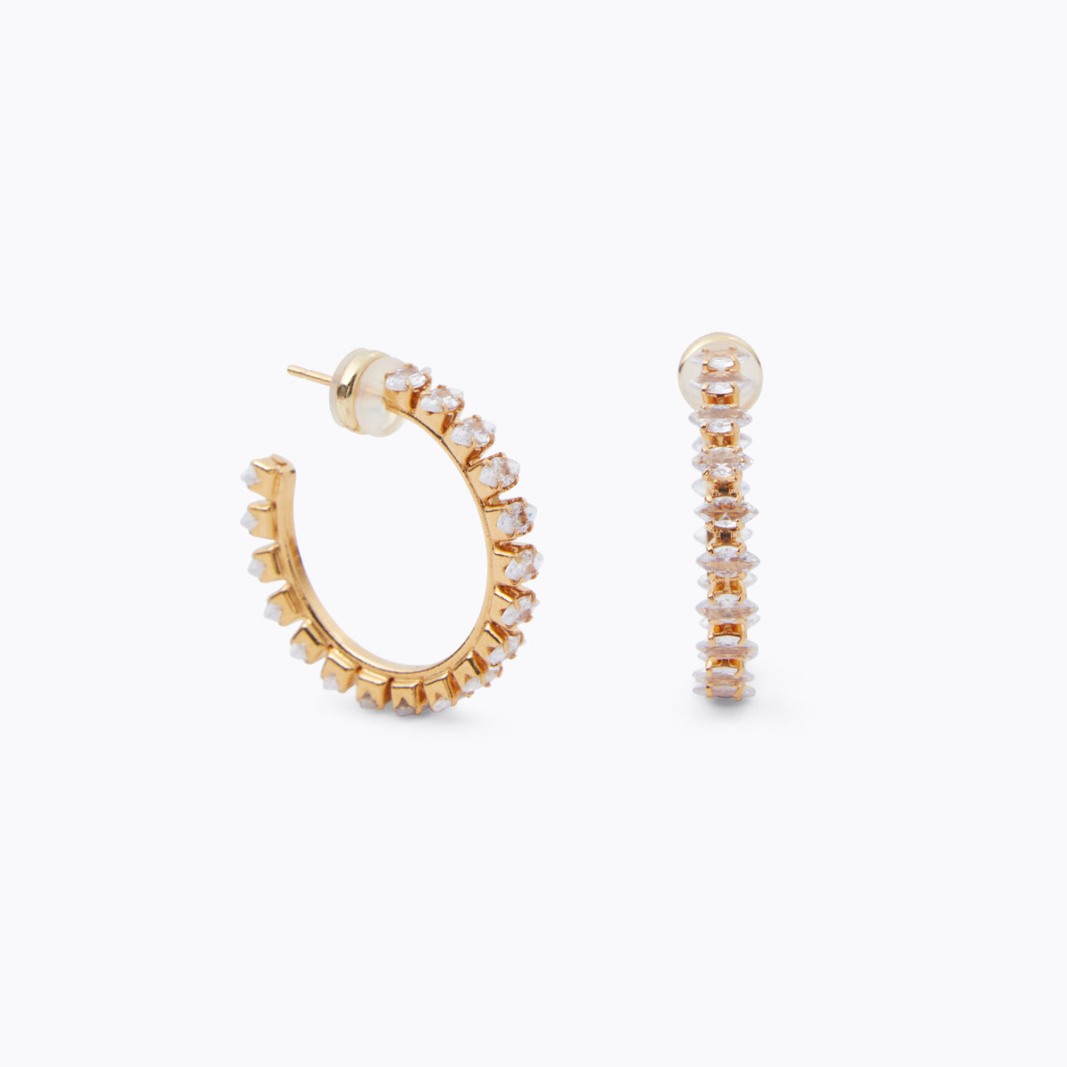 CRYSTAL NAVETTE LOOP EARRINGS GOLD Ørepynt
