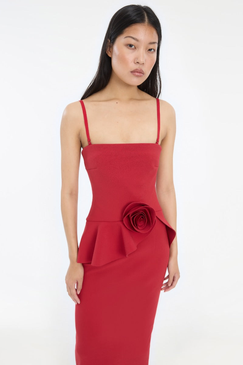 LONG FLOWER STRAPLESS DRESS