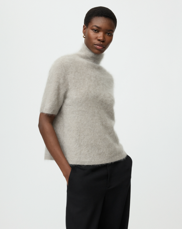 Brushed Short Sleeve Turtleneck