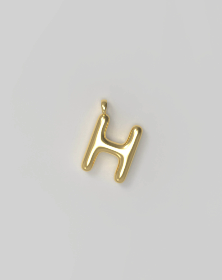 Letter Charm Small Plated - H