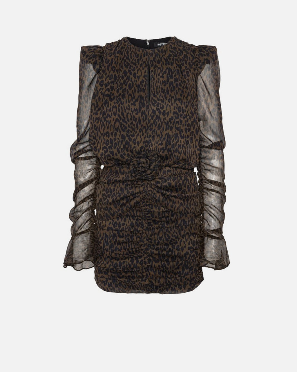 RUCHED FLOWER MINI DRESS