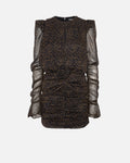 RUCHED FLOWER MINI DRESS