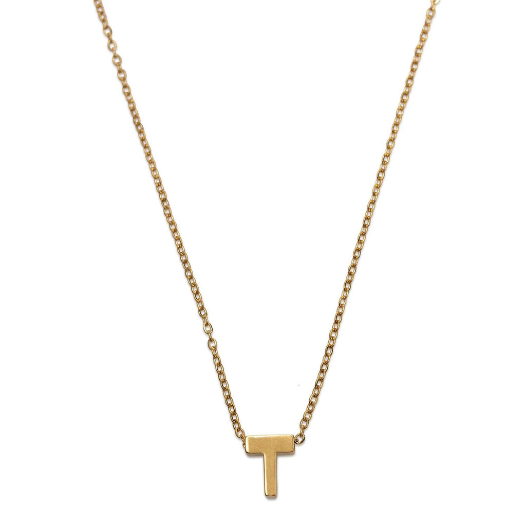 Viola - Letter Necklace Stainless Steel Gold, T