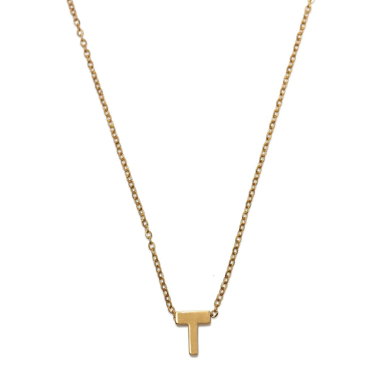 Viola - Letter Necklace Stainless Steel Gold, T