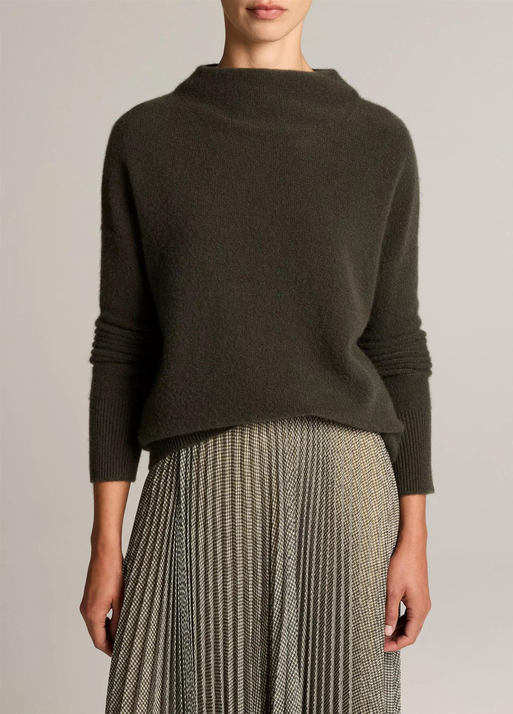 Plush Cashmere Funnel-Neck Sweater