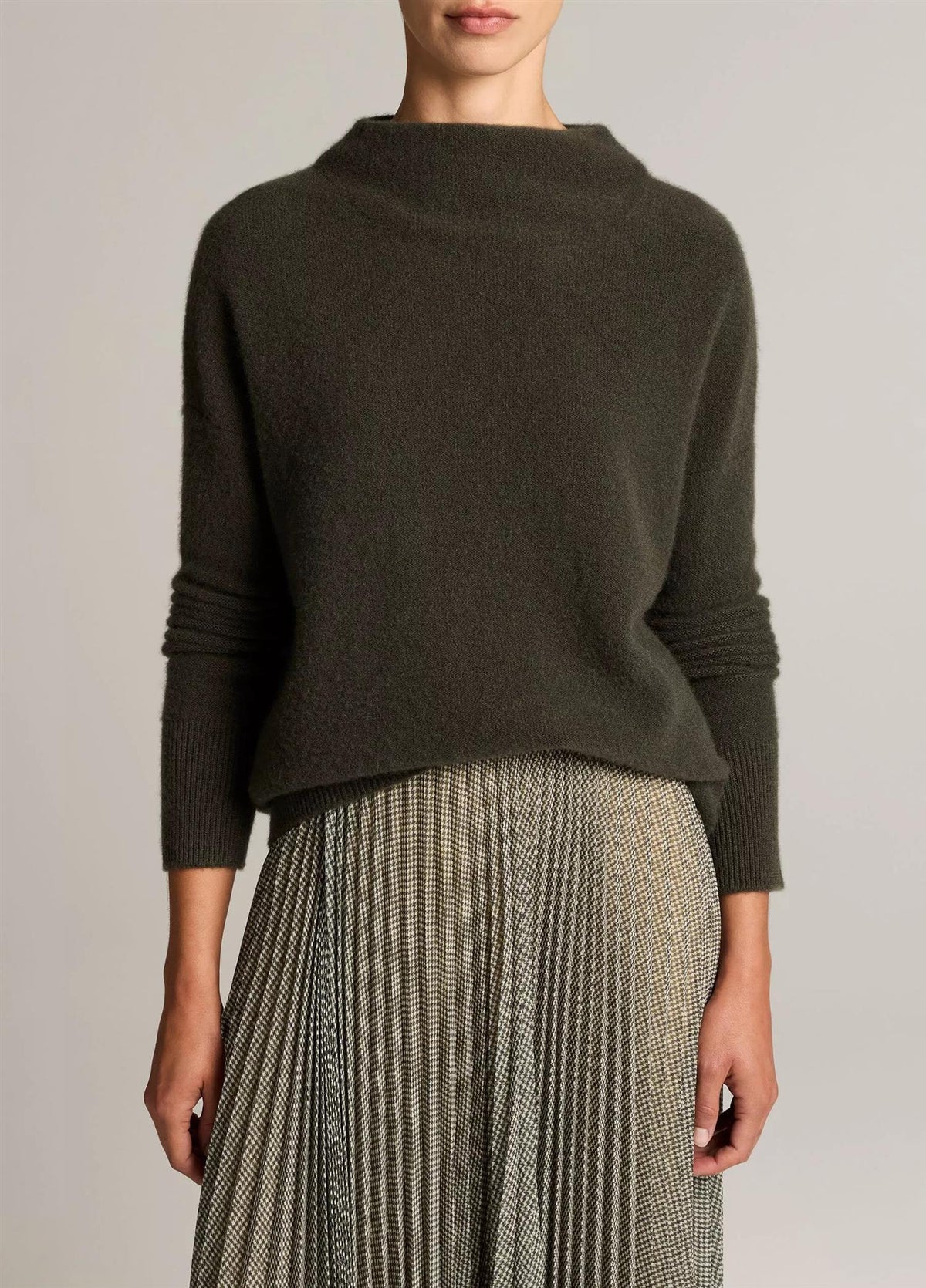 Plush Cashmere Funnel-Neck Sweater