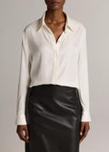 Double-Detail Silk-Blend Button-Front Shirt