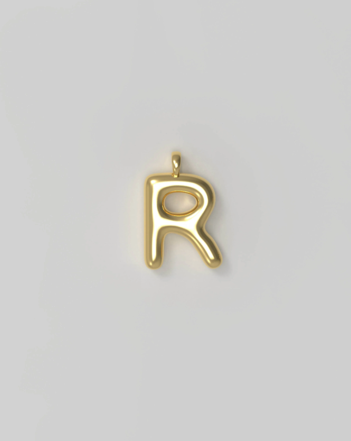 Letter Charm Small Plated - R