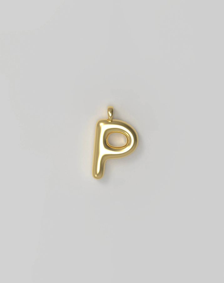 Letter Charm Small Plated - P
