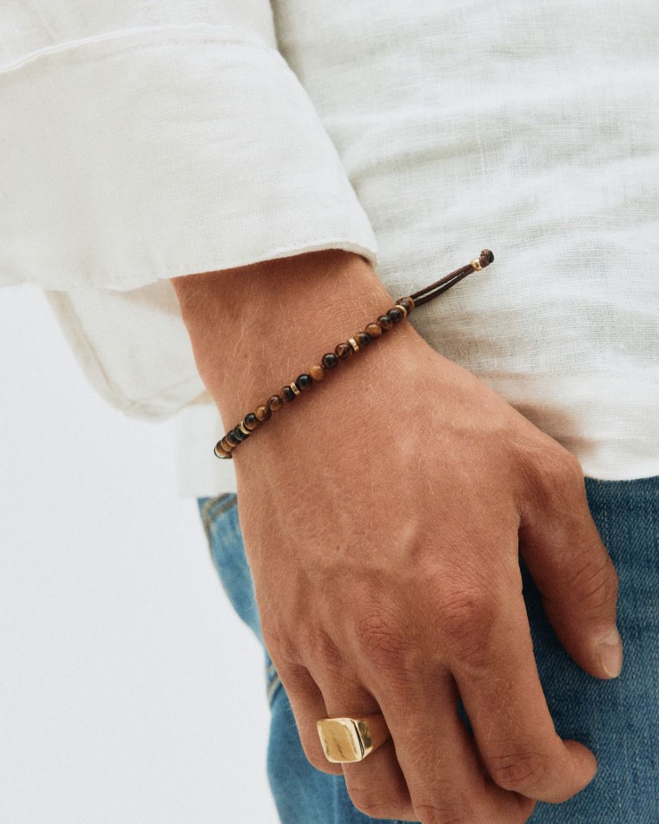 Dylan Light Brown Gold Armbånd