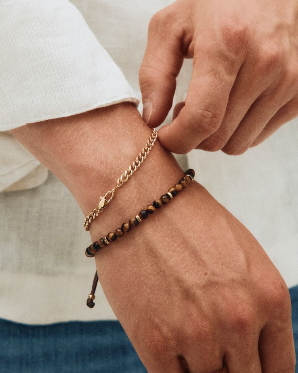 Dylan Light Brown Gold Armbånd