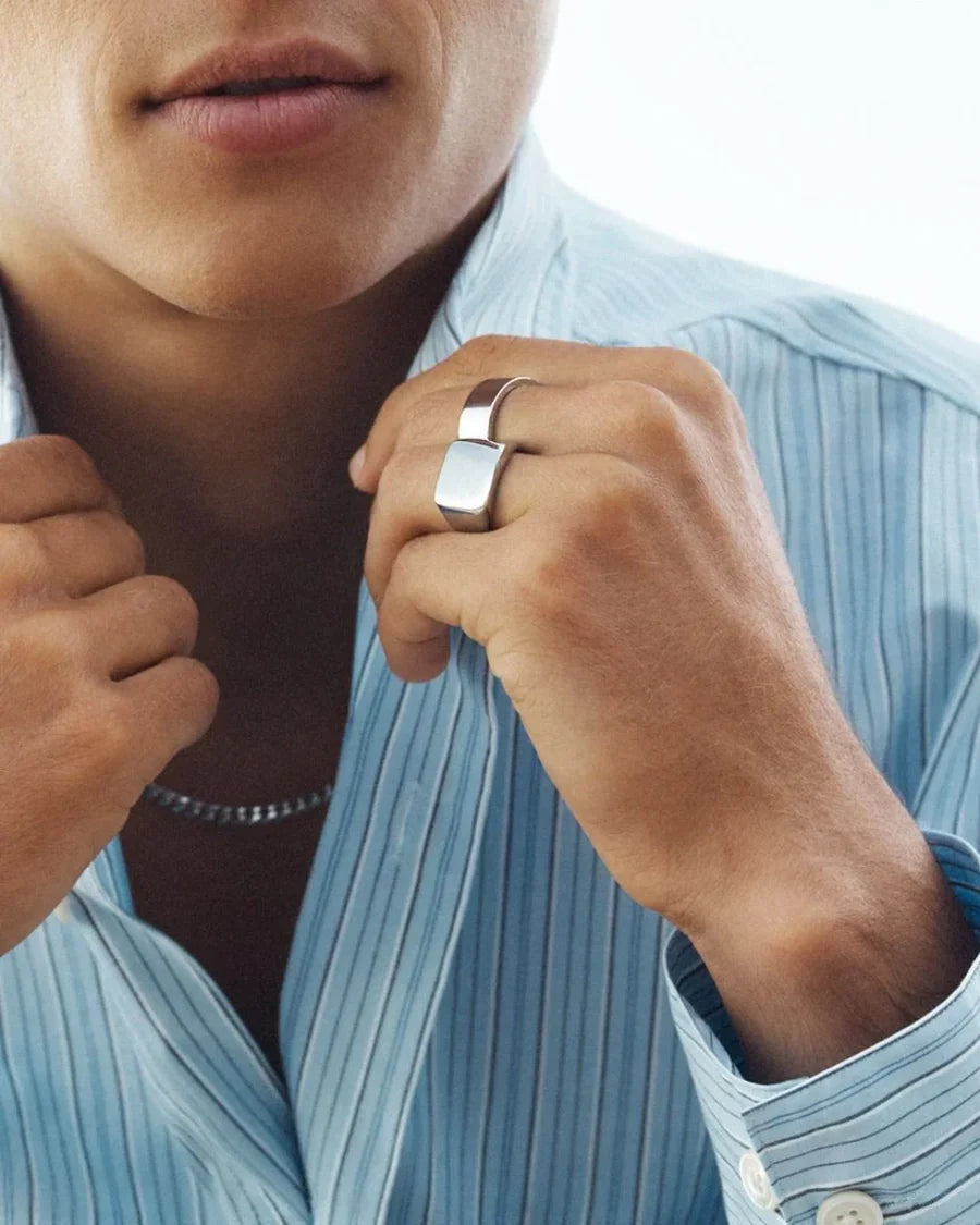 Ellis Signet Ring Steel Ring