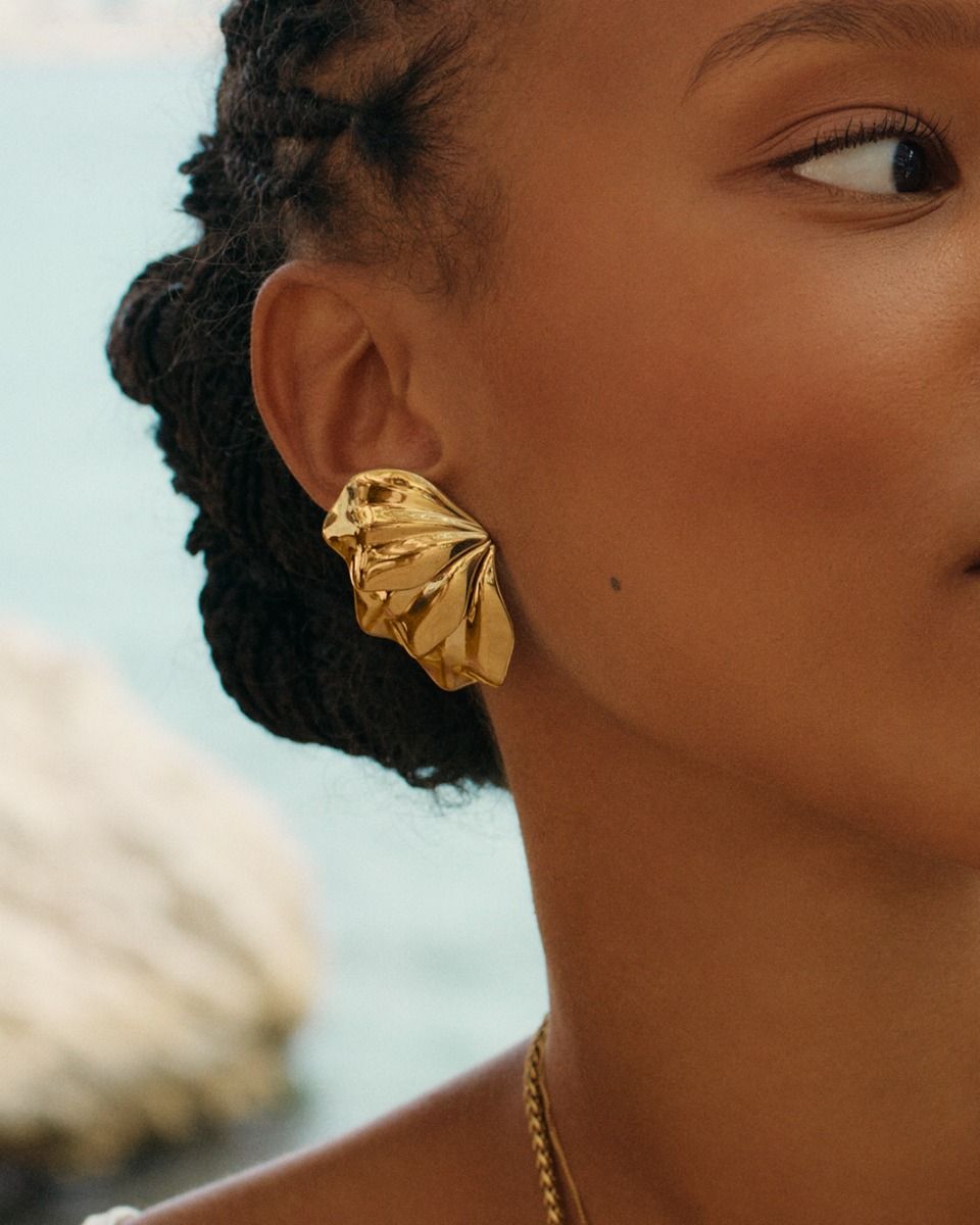 Petal Studs L Gold Ørepynt