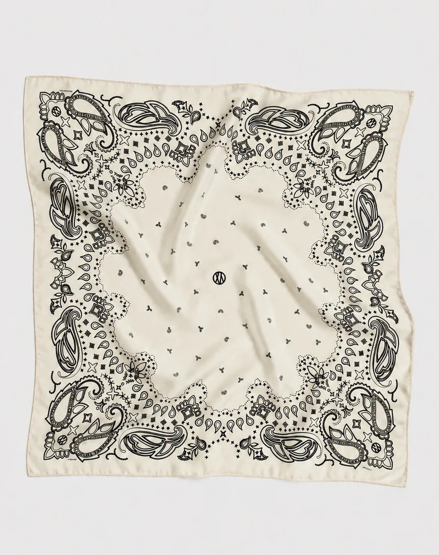 WOOL PAISLEY SCARF - WHITE 80 CM