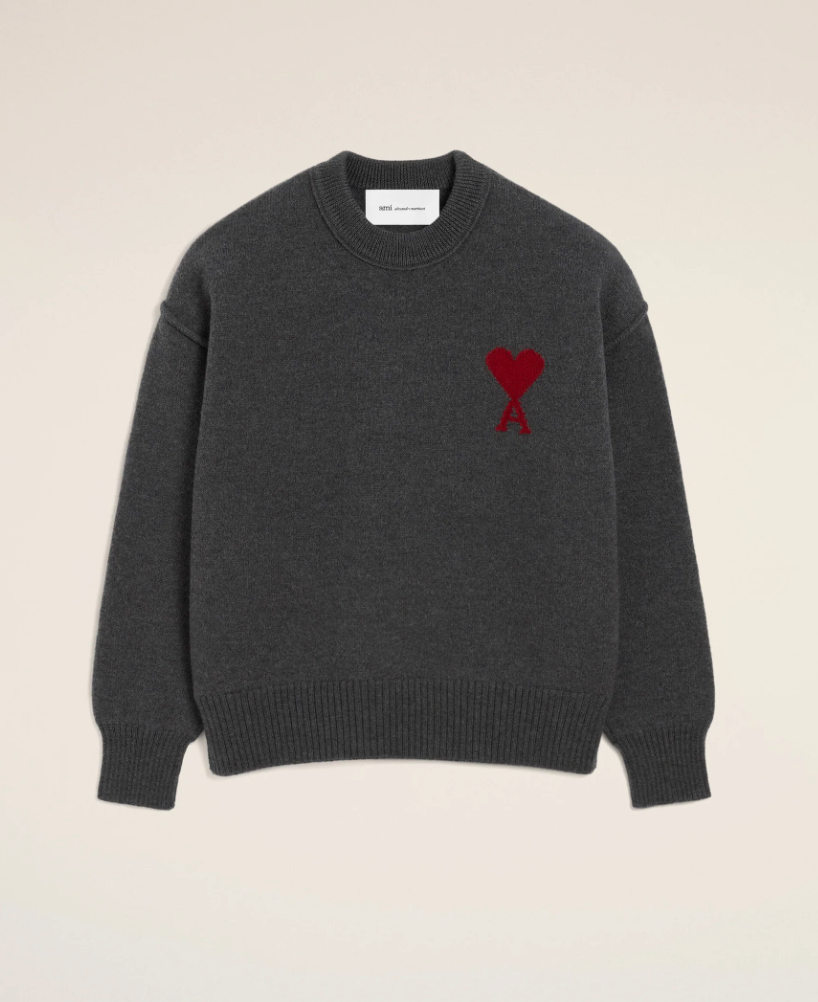 CREWNECK SWEATER WITH CONTRASTED AMI DE COEUR