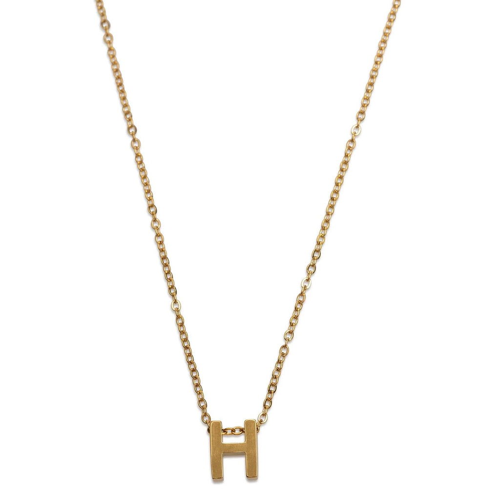 Viola - Letter Necklace Stainless Steel Gold, V